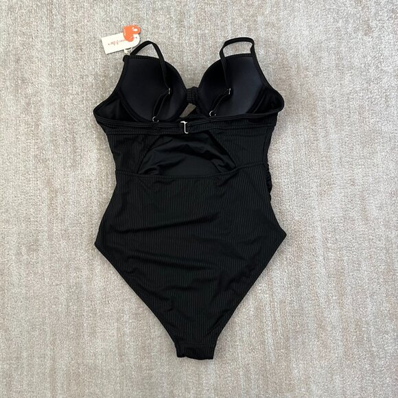 NWT Summer Mae Maternity Ribbed One Piece Cutout Black Swimsuit M - Picture 4 of 11